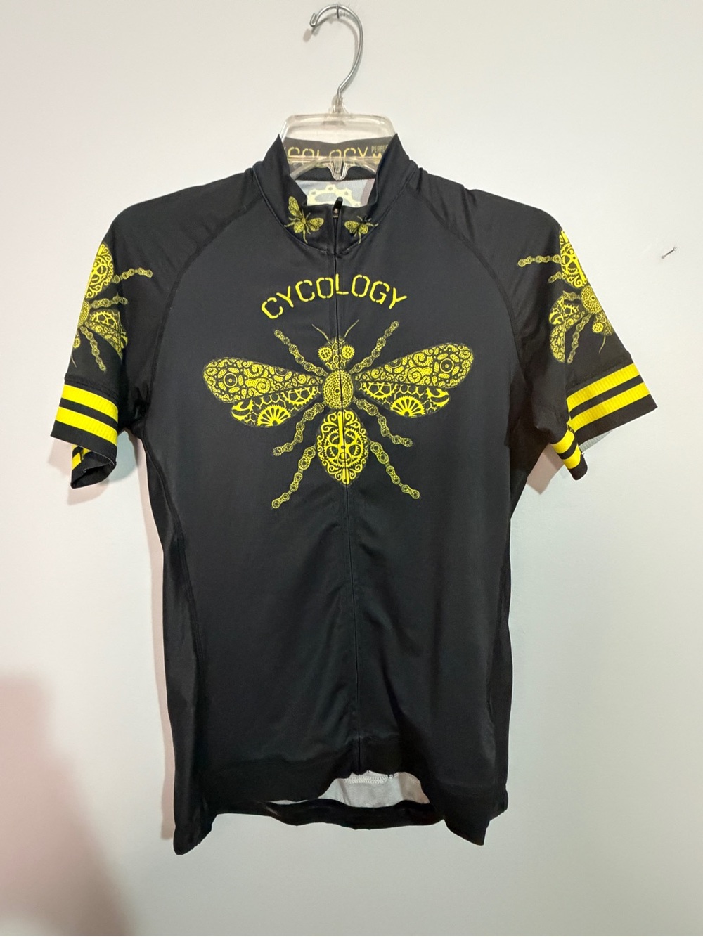 Cycology Women's Black & Yellow Short Sleeve Cycling Jersey-Large